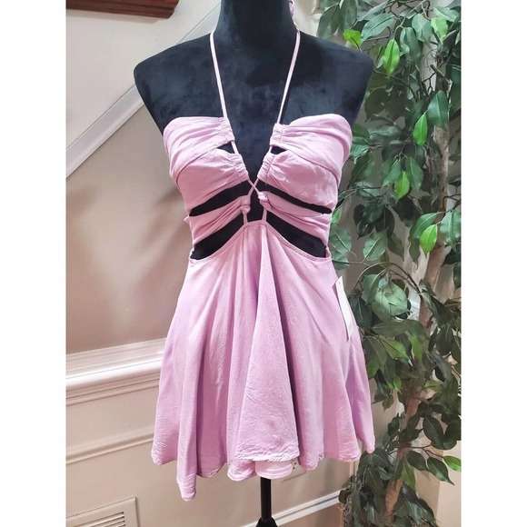 Tobi Tops - Tobi Women's Pink 100% Viscose Halter Neck Sleeveless Casual Top Blouse Size M